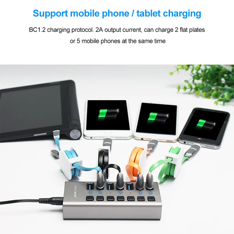 USB Hub 3 0 High Speed 7 Port USB 3 0 Hub Splitter On Off Switch 5
