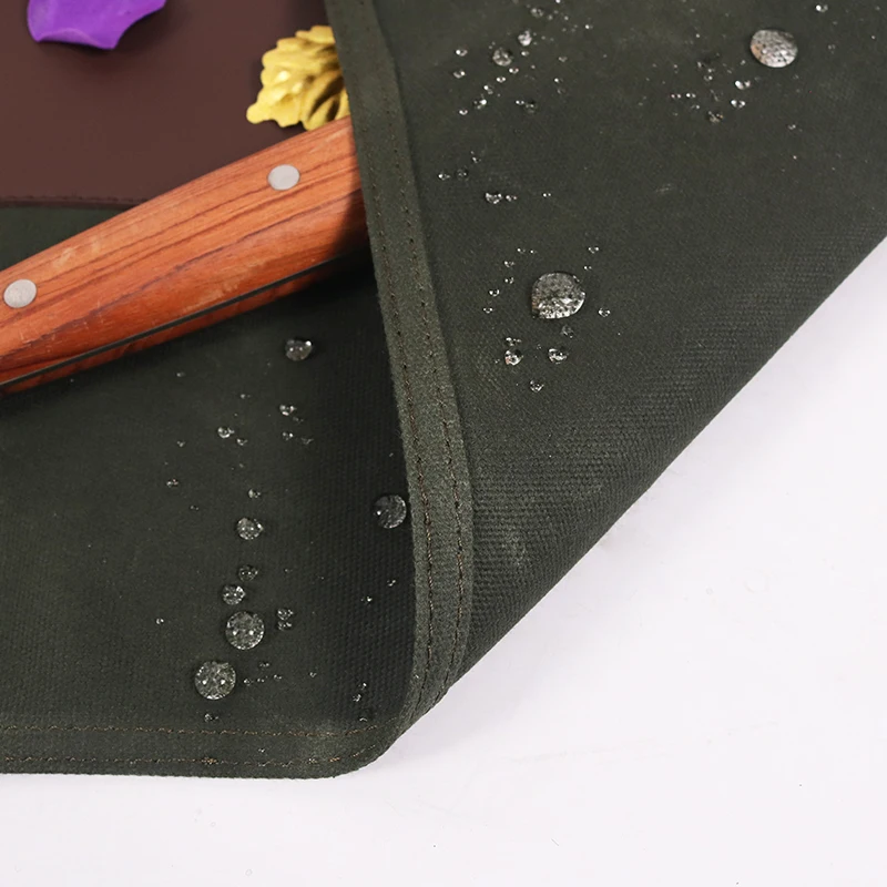 WEEYI Vintage Green Waxed Canvas Grill Aprons For Woman Men Unisex Aprons For Kitchen Cooking Baking BBQ Coffee Shop Work Apron