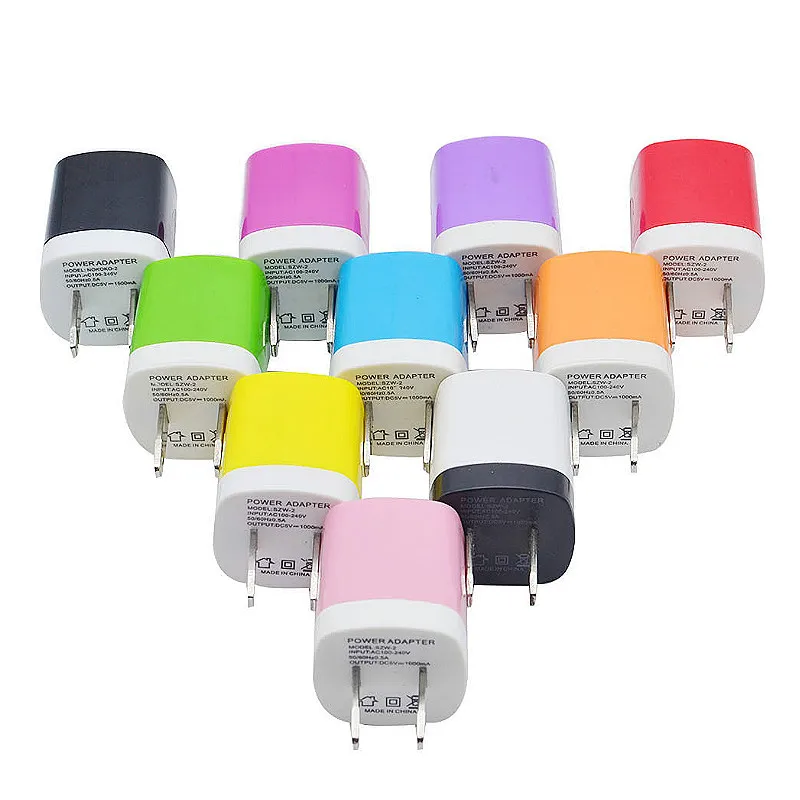 Colorful 5V 1A Mobile Phone Charger Charging Small Size for Iphone 8 Plus Samsung Galaxy S9+ Huawei Mate 20 X Usb Wall Charger