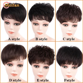 

MEIFAN Straight/Curly Top of Head Hair Pieces Invisible Seamless Hand-Woven Replacement Block Synthetic Half Head Wig