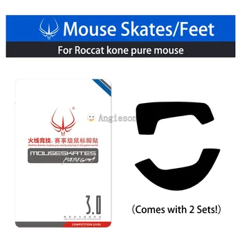 

Free Shipping 2 Set Mouse Feet Skates for Roccat Kone Pure Mouse Teflon 0.6mm Black Thicken Mouse skate