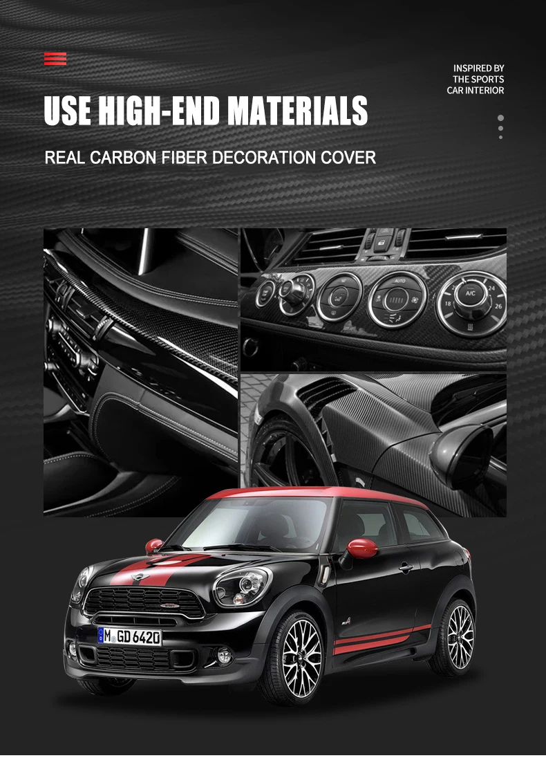 Для мини-Медь Mini Countryman, Mini Clubman, R55 R56 R57 R60 R61 F55 F56 F54 F60 Реальные углеродного волокна Зеркало заднего вида крышка наклейка shell