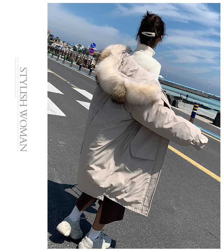 Photo Shoot Autumn And Winter Down Jacket Women's Korean-style Large Fur Collar Loose-Fit Students Cotton-padded Clothes Fa