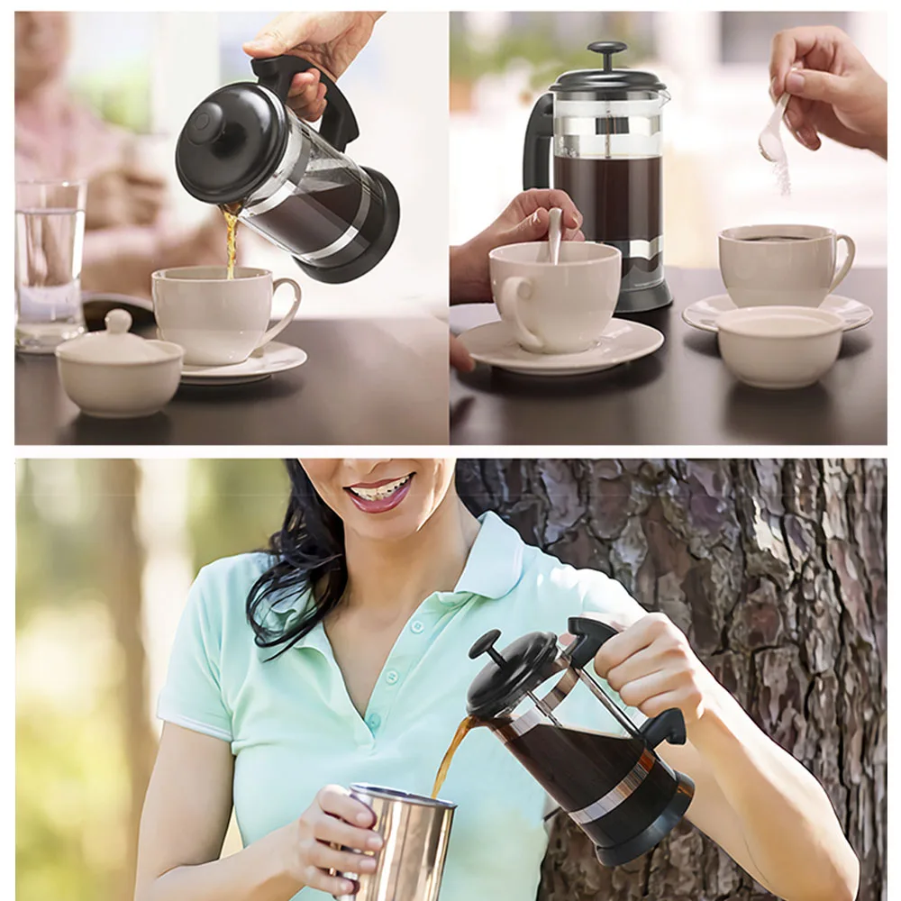1.0L French Press Filter Tea Coffee Maker Glass Large Pot Mug Brewer  Stainless
