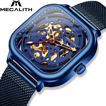 

MEGALITH Mens Watch Relojes Para Hombre 2019 Automatic Mechanical Watch Square New Spoet Wristwatch Analog Black Relogio Luxo