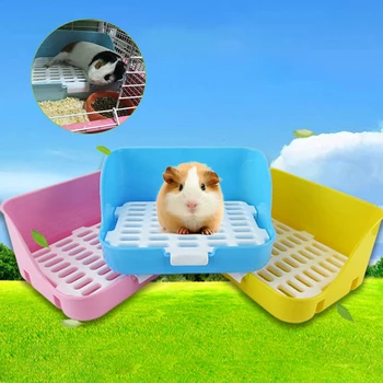 

Small Pets Hamster Rabbit Toilet Potty Trainer Fixable Cage Tray Litter Box detachable mesh Small Animal Litter Tray