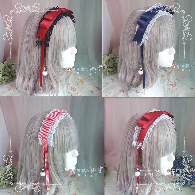 

Lolita Lace Hair Band Bow KC Ribbon Headband Head hoop Soft Sister Japanese Style Sweet Kawaii Girl Headwear Multicolor