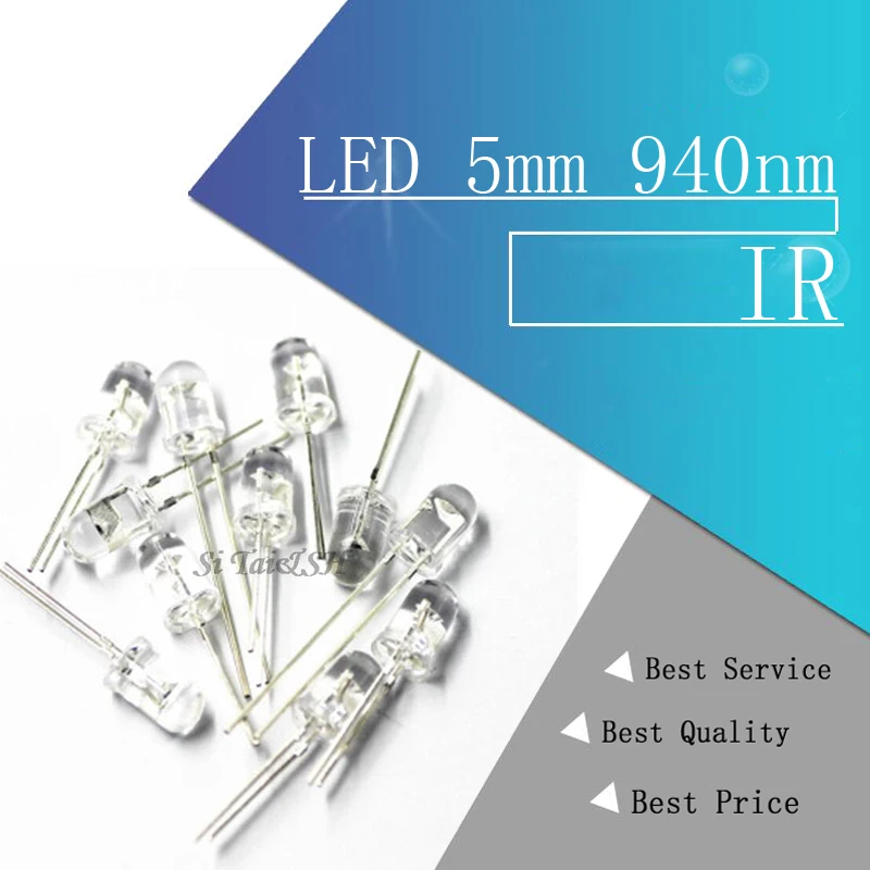 100pcs LED 5mm 940nm IR Infrared Emitting Round Tube Light diode | Электронные компоненты и принадлежности