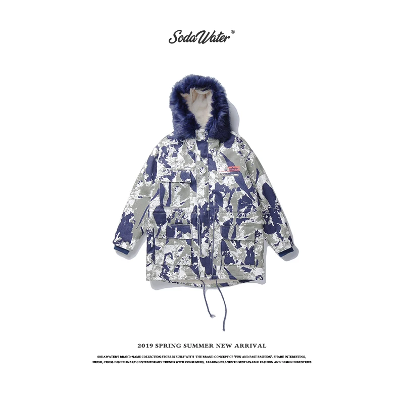 SODAWATER зимняя мужская джинсовая куртка и пальто камуфляжная Толстая Теплая