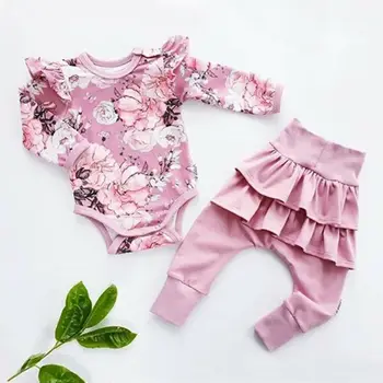

Newborn Baby Girls Romper Ruffle Pants Floral Outfits Clothes Baby Clothes