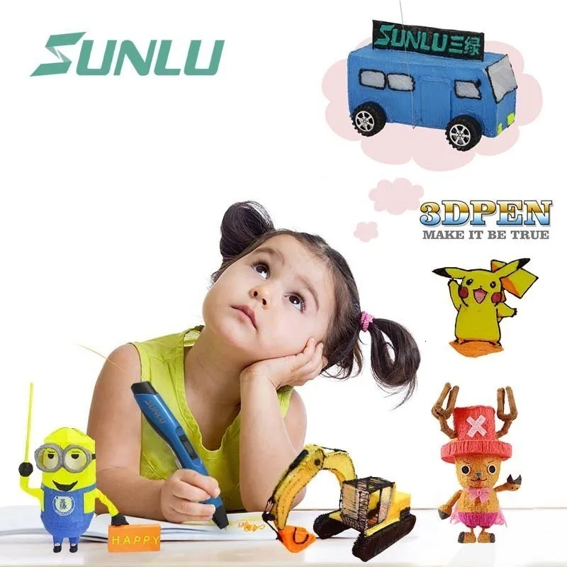 SUNLU SL-300 3D Ручка для детей набор гаджетов scible включает 200 м PLA нити регулируемая температура 3D цифровой набор ручек