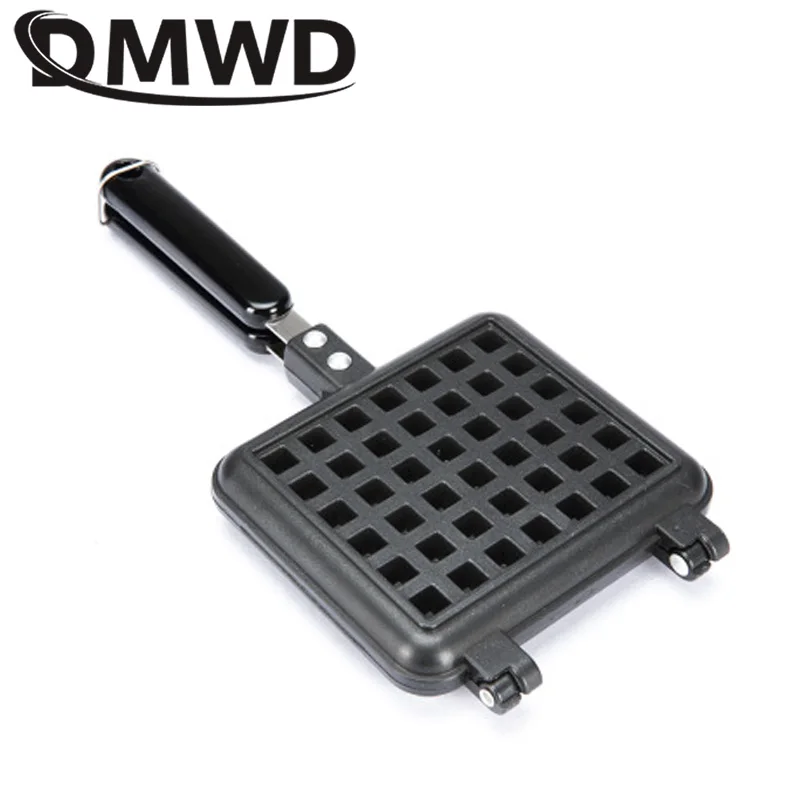 DMWD Household Cake Waffle Mould Mold Non-stick Press Plate Kitchen Gas Sandwich Egg Waffle Maker Pan Breakfast Iron Baking Tool
