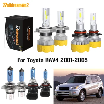 

Buildreamen2 4 X Car Headlight Hi/Lo Beam + Fog Light H4 9006 LED Halogen Headlamp Light White 12V For Toyota RAV4 2001-2005