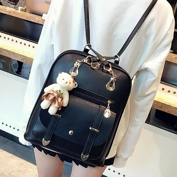 

Female Backpack Bear Toy Backpack Shoulder Bag Travel Backpack Wild Sweet College Style Casual Backpack