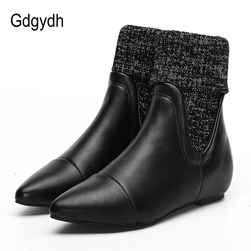 

Gdgydh New Arrival Ladies Autumn Shoes Flat Shoes Woman Pointed Toes Ankle Chelsea Boots For Women Turned-over High Quality