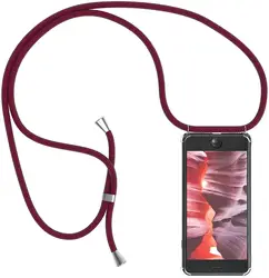 Clear Crossbody Phone Case with Lanyard Necklace and Shoulder Strap for Mi 17T Pro (Wine red)
