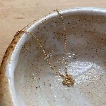 

18k gOLD Authentic 925 Sterling silver Cute Daisy Flower Floral pendant Toggle ball lucky Beads Chain necklace Women's tlx932