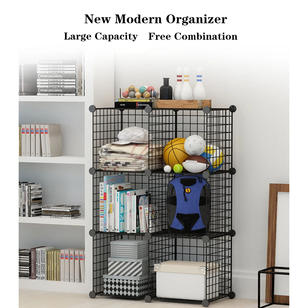 

Hot Storage Rack Organizer Bookrack Steel Wire Mesh Storage Rack Modern Storage Holders Racks Home Room Furniture