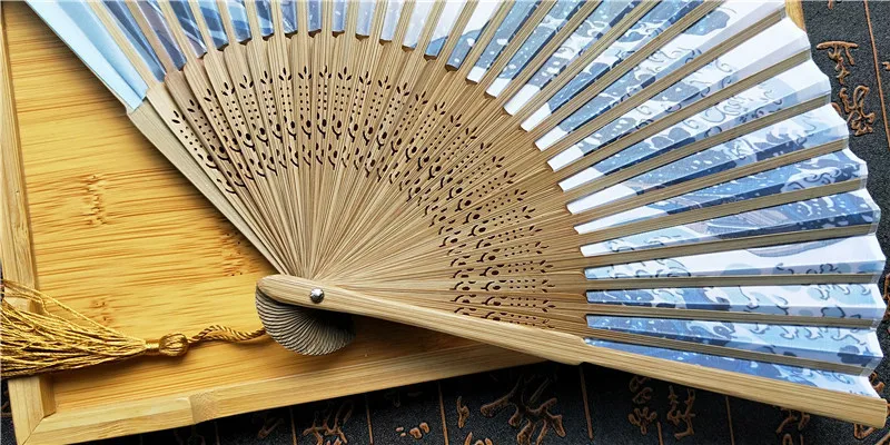 Японский ручной вентилятор Ukiyoe на волне Kanagawa Складной вентилятор eventail основной abanico de mano винтажные свадебные сувениры и подарки