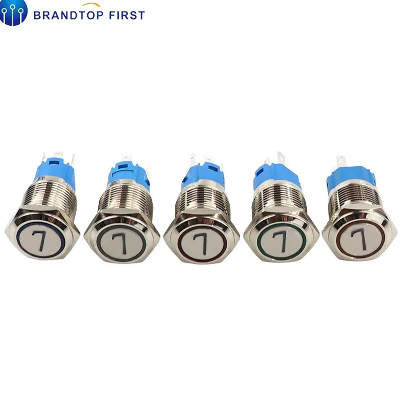 16 мм Мгновенный водонепроницаемый металлический кнопочный переключатель