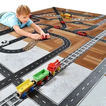 5 м длина детское шоссе железная дорога ленты наклейки игрушки Дизайн дорожки сцены могут быть использованы автомобили поезда роликовые подставки мальчик ребенок подарок