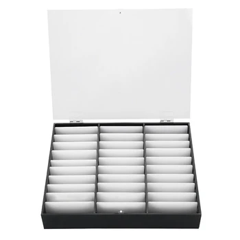 

Nail Manicure Storage Box 33 Grids Portable Adjustable Container Acrylic Organizer Nail Tools(Black)