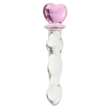 Glass Dildo Sex Penis Large Crystal Pink Heart Butt Plug Vagina Ball Big Glass Anal Dildo Bead Fake Penis Sex Toys For Women Gay 2