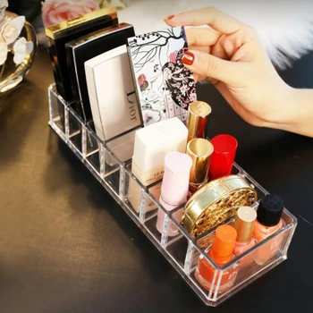 

Acrylic Storage Box Cosmetic Organizer 8 Grid Blush Storage Eye Shadow Makeup Display Stand Plastic Box Drawer Compartment