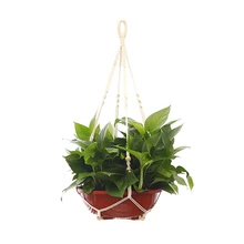 Art Flowerpot Net Bag Hand-knitted DIT Cotton Rope Hanging Rope Creative Cotton Rope Woven Flowerpot Hanging Basket Garden Pots