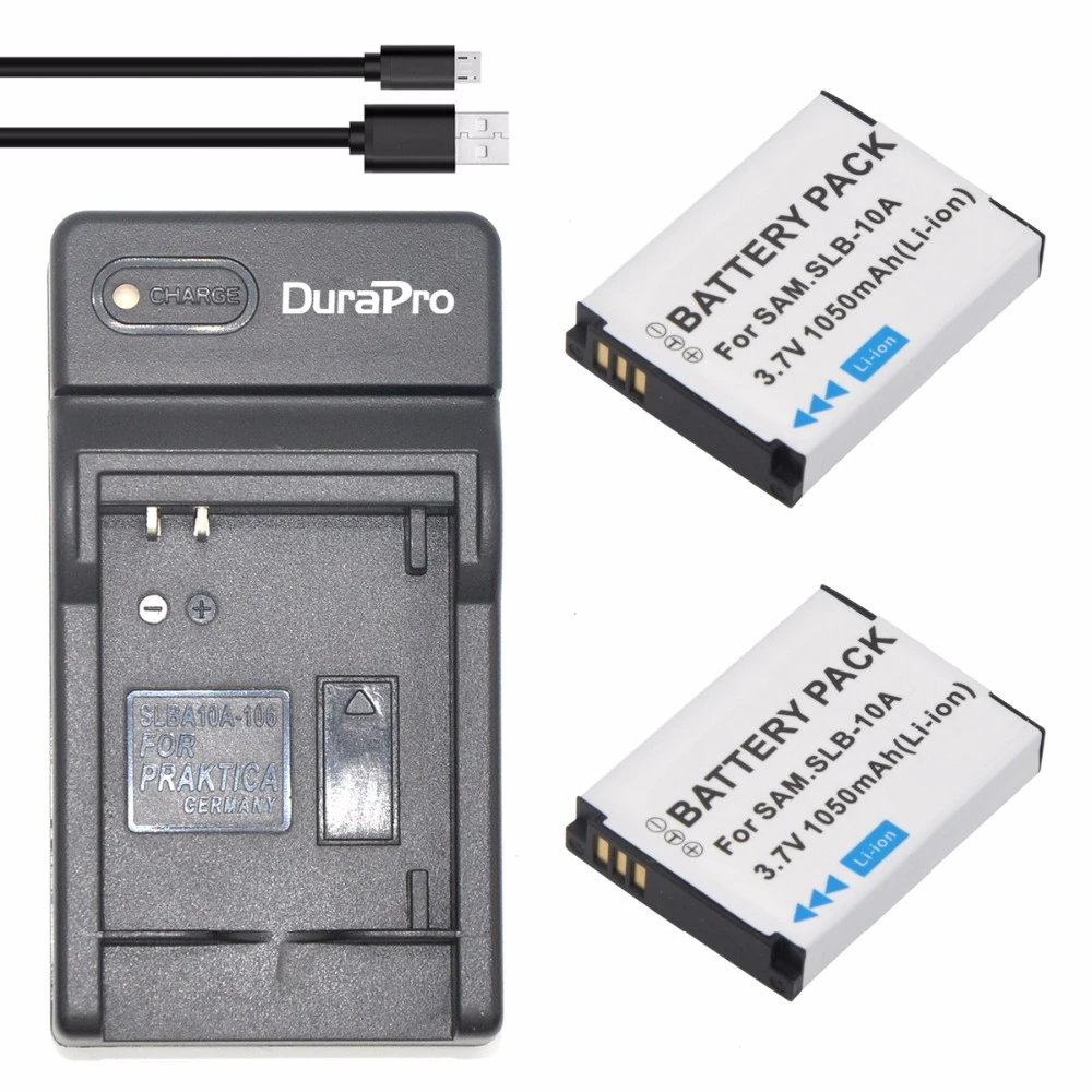 2pc SLB 10A SLB 10A SLB10A 3.7V 1050mAH Li ion Battery +USB Charger for
