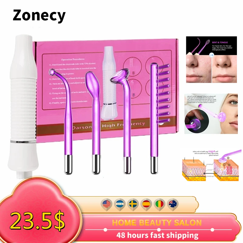 2022 High Frequency Electrode Wand w/Neon Electrotherapy Glass Tube Acne Spot Remover Home Spa Beauty Device Facial Therapy Wand gpe100 high quality ph meter tester sensor combined glass electrode ph meter