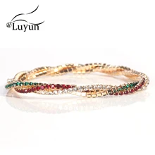 Luyun Кристалл Маленькие стразы браслет многослойный Widing мода простой Теннисный браслет цепочка из розового золота аксессуары для бохо