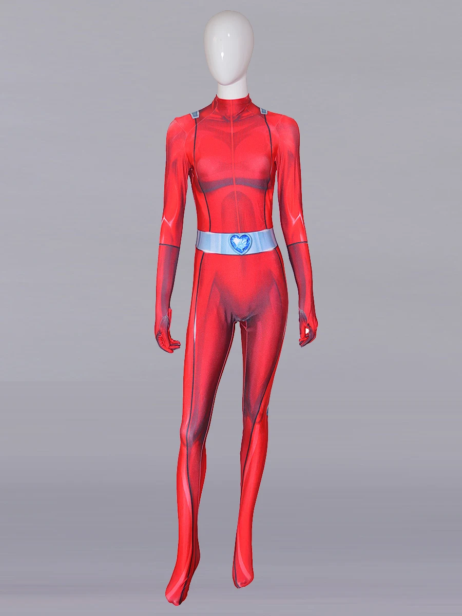 

Newest Hot Sale Red Clover Totally Spies Girl Costume Cosplay Costume 3D Print Spandex Halloween Zentai Bodysuit