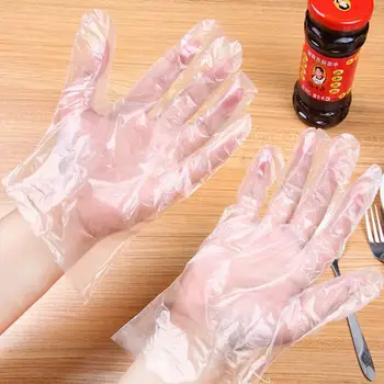 

50/100PCS Disposable Glove Clear Latex Free Allergy Free Plastic for Work Cleaning Powder Free Clear Gloves