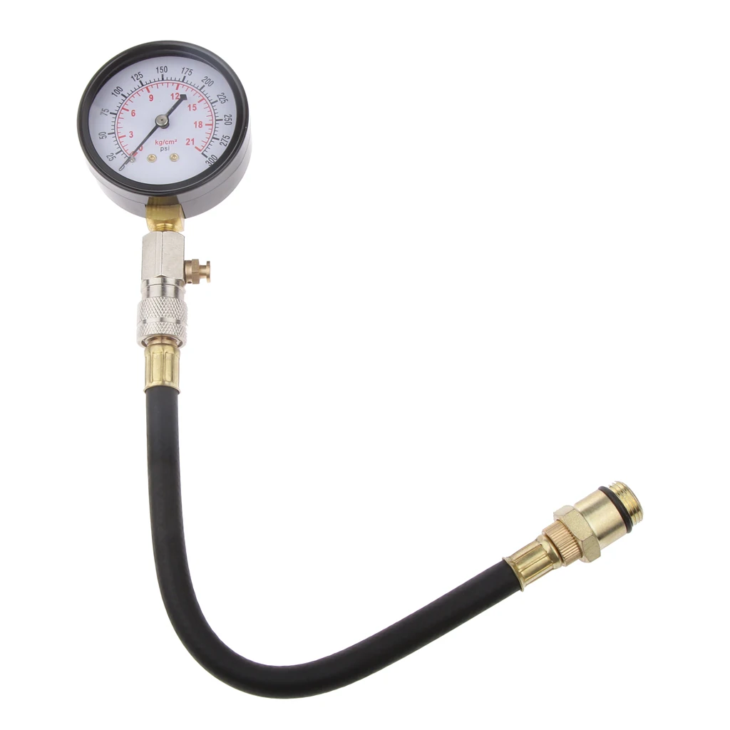 Compression Tester Kit (8 Piece Set) - Cylinder Compression Gas Engine Pressure Gauge