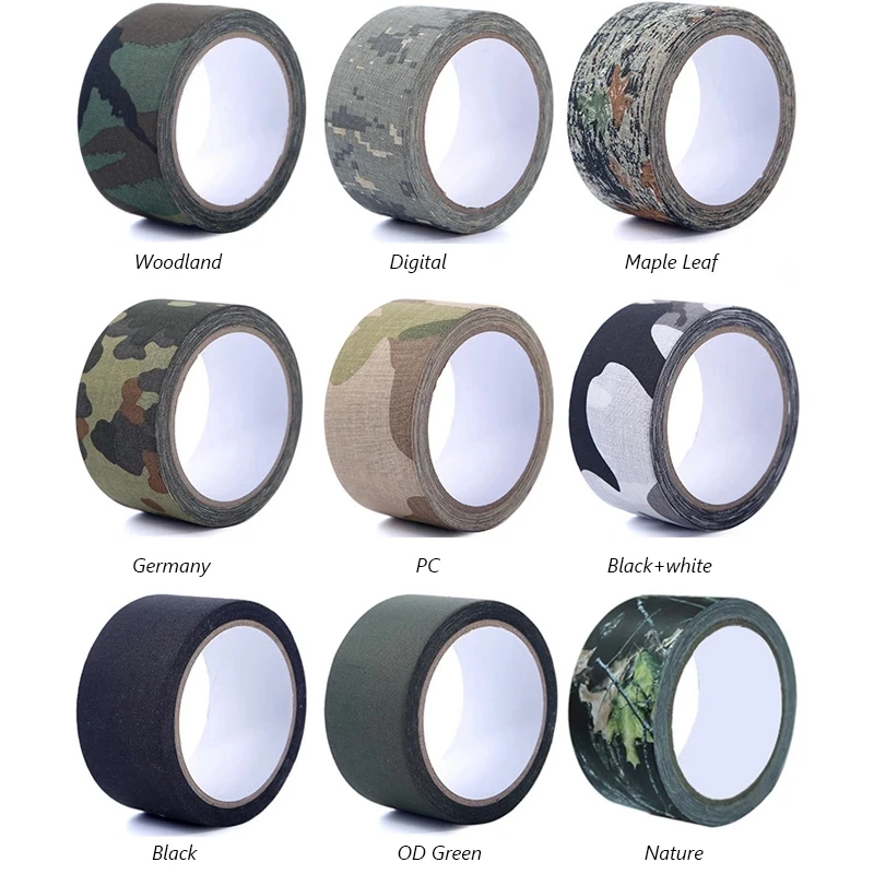 10m Camping Camouflage Tape Waterproof Gun Hunting Accessories Cotton Cloth+Hot-melt Outdoor Birds Watching Photographers
