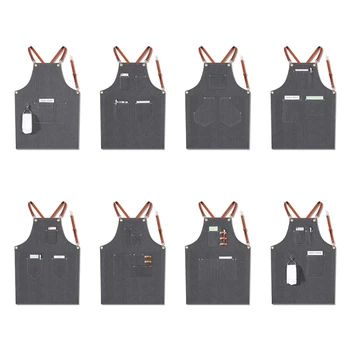 

Denim Apron for Men Chef Work Professional for Barbeque Cooking, Water Resistant with Tool Pockets, Towel Loops