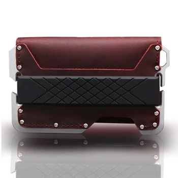 

New Crazy horse Genuine Leather Mini Card Wallet Aluminum Alloy Credit Card holder Slim Women Men Travel RFID Wallets Organizer