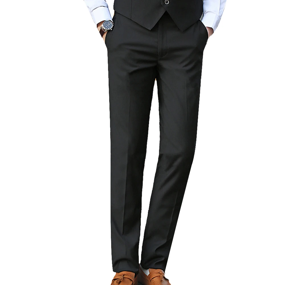 SHUJIN, мужской костюм, брюки, Бизнес Стиль, чистый цвет, повседневные брюки, формальные, хлопок, брюки для мужчин, s платье, брюки, тонкие, мужские, размера плюс - Цвет: 1