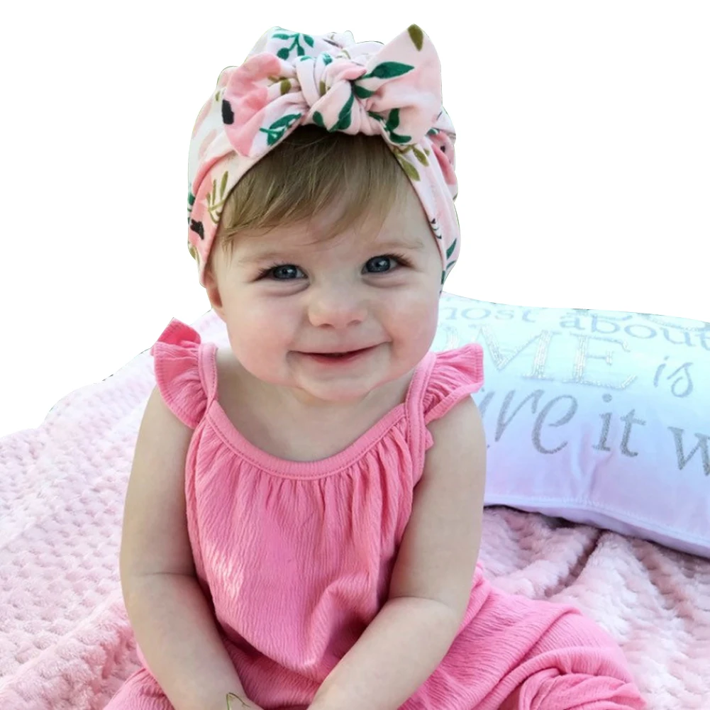 

New Kids Hats Newborn Baby Turban Headwraps Soft Comfy Knot Beanie Cap Cute Hospital Hat Bow Print Soft 2020