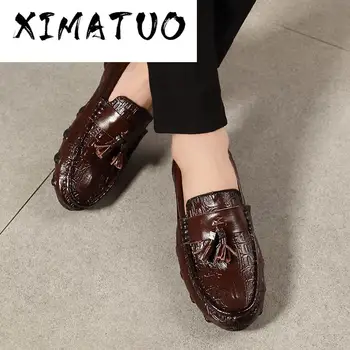 

eather Men Loafers Men Tassel / Buckle Slip-on Moccasins Crocodile Style Slip On Flats Big Size 38-47 Drop Shipping