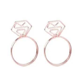 

Colorful Diamond Ring Shaped Paper Clip Paper Holder Creative Metal Paper Clamp Bookmark for Home Office School Random Color
