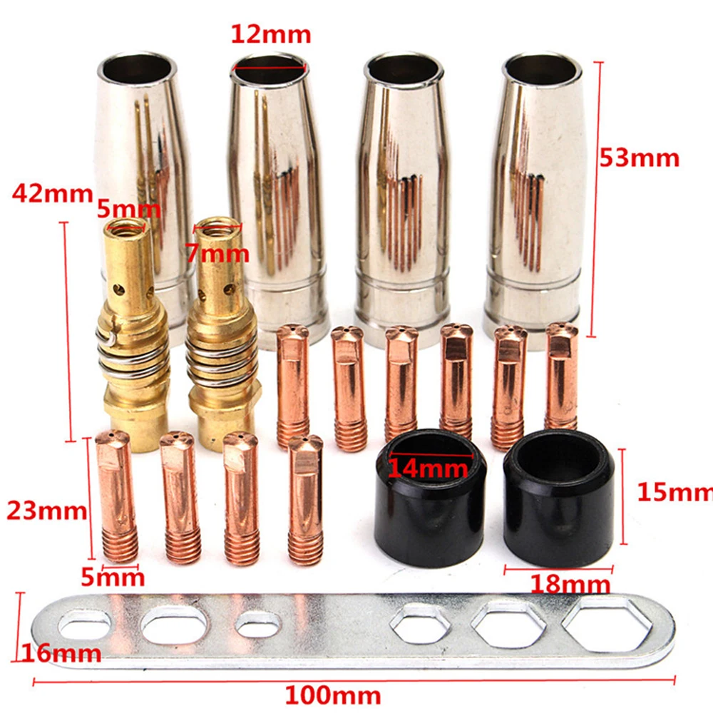 Welding Torch Nozzle Part Kit 19Pcs Conical Nozzle Sleeve Rod Tool Set For Binzel 15AK MIG MAG Welding Torch Welder Accessories gas torch welding torch