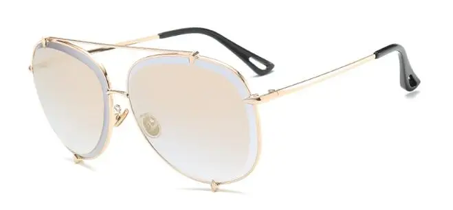 Большие солнцезащитные очки Для женщин Классический бренд дизайнерская металлическая рамка солнцезащитные винтажные очки, ретро очки градиентные оттенки UV400 - Цвет линз: C2 gold mirror