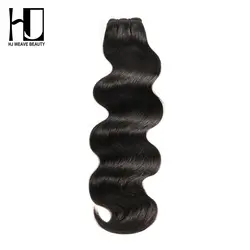 HJ WEAVE BEAUTY Необработанные индийские виргинские волосы переплетения пучки объемная волна натуральный цвет человеческих волос расширение 1