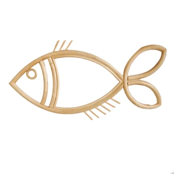 

Rattan Frame Mirror Decor Fish Shape Wall Frames Decor Frame, Home Decoration Wall Mirror Frame, Not Included Mirror