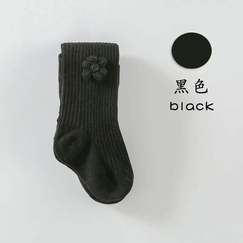 black Осенние Колготки для маленьких девочек, штаны с бантом, штаны для младенцев, колготки для маленьких девочек, длинные штаны, красивые детские леггинсы чистого цвета - Цвет: black