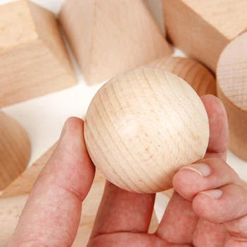 

12pcs Fine Children's Wooden Geometric Shape Assembling Building Blocks Safe Material Solid Color Math Christmas Kids Toy Gift
