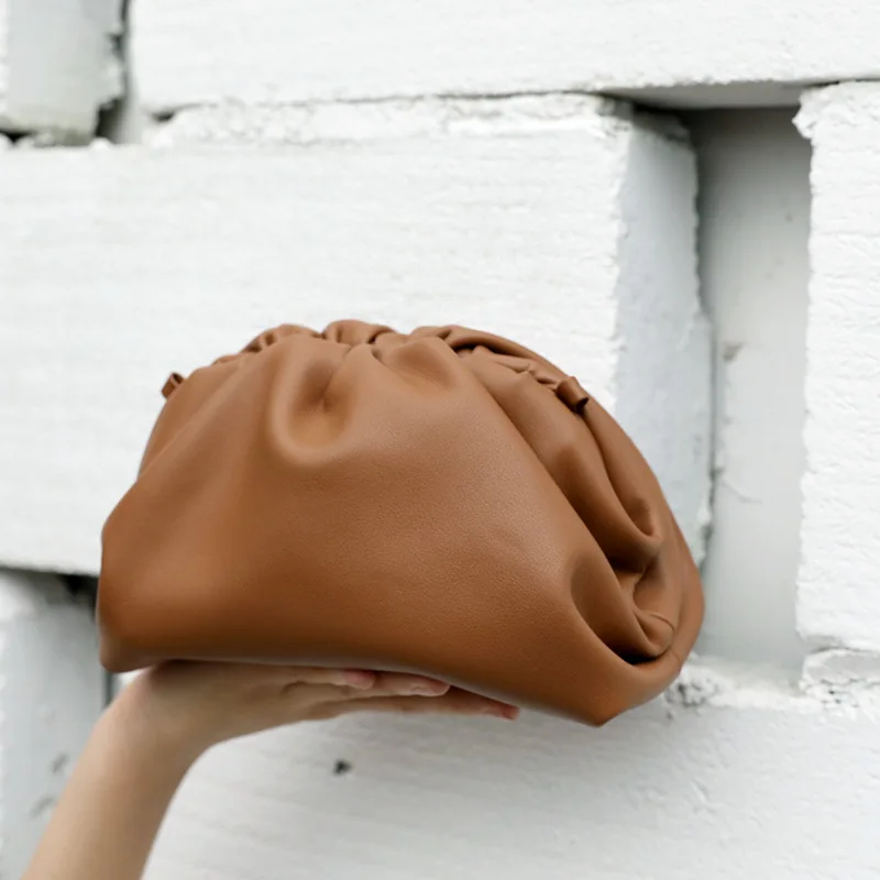 

Genuine Leather Women Cloud Bag 2019 Luxury Designer Ladies Real Leather Shoulder Bags High Quality Female Evening Bag Clutches