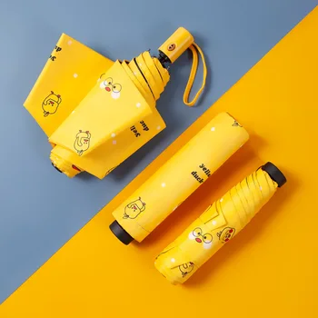 

Mini cute cartoon automatic sun umbrella sunscreen and anti-ultraviolet female sun and rain dual-use 3 folding sunshade umbrella